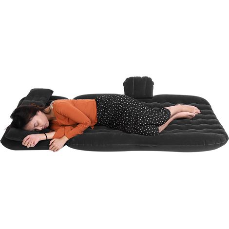 Matelas gonflable pour lit d'intérieur/extérieur, camping, voyage, siège arrière de voiture, coussin gonflable (noir) (1/5)