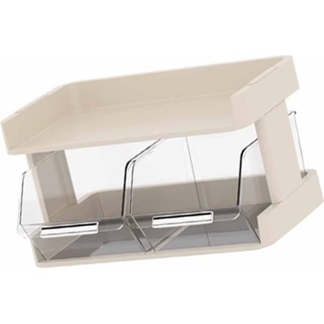 Organisateur de sachets de thé/cafetières/sachets de café pour bureau/bar, étagère de rangement multicouche pour comptoir, blanc crème, 2 niveaux, 30 x 17 x 16,5 cm (1/5)