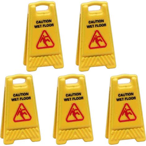 Panneau D'Alerte Sol Mouillé - Double Face - Structure En A - Pliable - Hauteur 5 Cm - Jaune Vif - Lot De 5 (1/5)