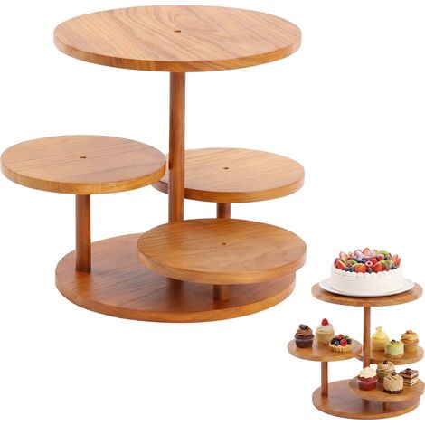 Présentoir a Gateau en Bois à 4 Niveaux, Presentoir à Cupcakes, Présentoir à Pâtisseries, Support à Dessert en Bois, Presentoir Aperitif Buffet, pour Mariages, Fête d'Anniversaire, Après-Midi