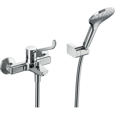 Mezclador monomando exterior para ducha/bañera con flexo y teleducha