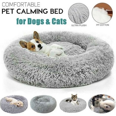 Panier pour chat-chien,Chaud,80cm,Gris clair,Panier Chien Chat Coussin Rond D\'intérieur (1/3)