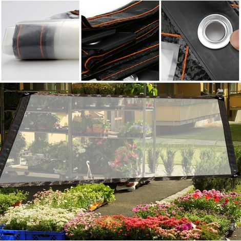 Telone impermeabile trasparente con occhielli. varie dimensioni. copertura protettiva per giardino - 200 × 400 cm (1/5)