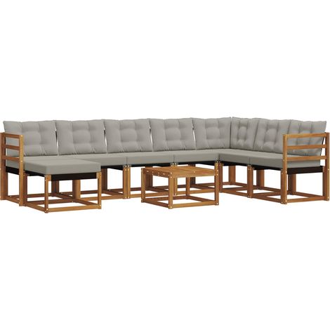 Conjunto de sofás de exterior 9 pcs Gris Natural y Claro vidaXL (1/5)