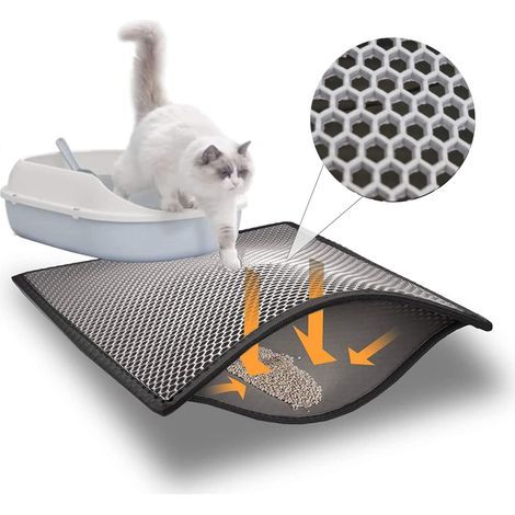 Katzenstreumatte, doppellagig, Wabenmuster, wasserdicht, grau (1/5)