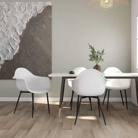 vidaXL Sillas de comedor 4 unidades blancas PP (1/5)