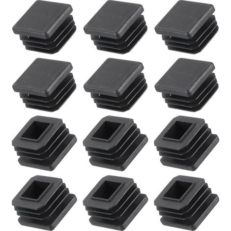 METALLIXITY Bouchon d'extrémité Tube carré (25 x 25mm) 12Pcs, Bouchons Plastique Inserts Bouchons d'extrémité Couvre-Tube Bouchon fileté Bouchon Protection - pour Meuble, Noir (1/5)