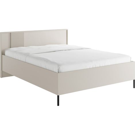 Lit Lunole 105, Cachemire, Double, 160x200, MDF, Stratifié, Sommier à lattes, 171x212x102cm (1/5)