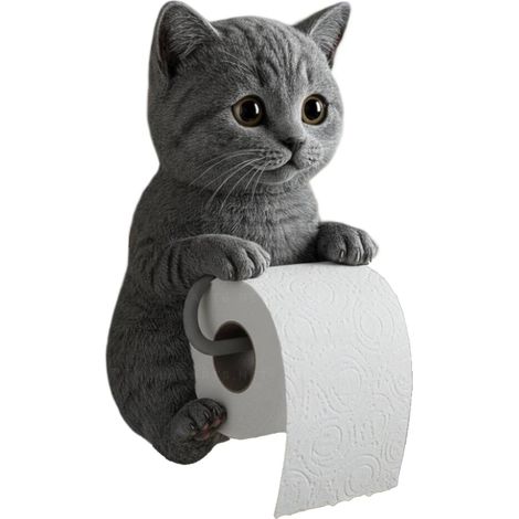 Porte-Papier Chat, Porte-Serviettes en Papier Chat 3D Drôle, Porte-Papier Toilette Décoratif Mignon Fixation Murale, Rangement Mural Papier Toilette pour Salle de Bain Cuisine Décor, Unique Amoureux (1/5)
