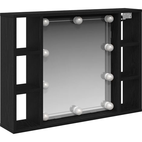 Spiegelschrank mit Regal Schwarz Eichen-Optik 76 x 15 x 55 cm