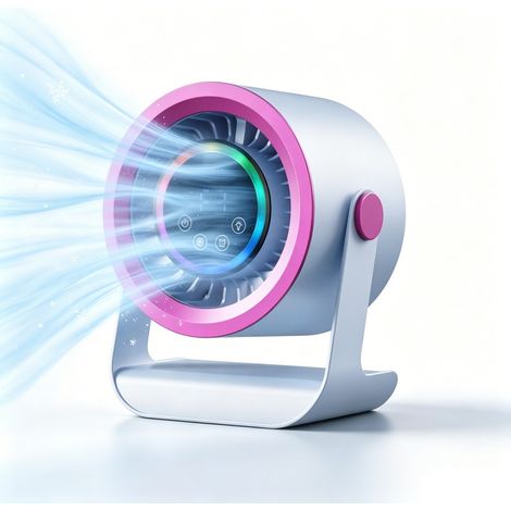 Ventilateur de Table Portable - 3600mAh - 3 Vitesses - Refroidissement(Sensation de fraîcheur) - USB - Silencieux -Bureau/Chambre/Voyage -Argenté (1/5)