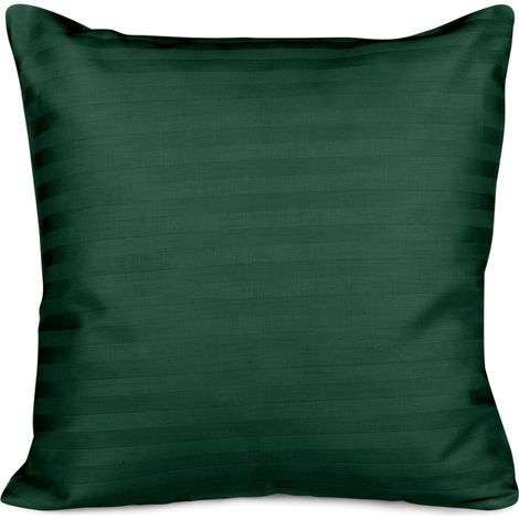Federa in raso di cotone 40x40 cm con cerniera, a righe verde scuro (1/5)