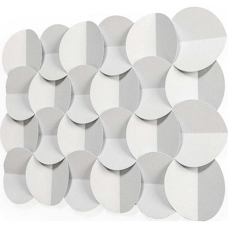 Sculpture murale métal blanc design contemporain élégant - blanc nuances de gris clair (1/3)