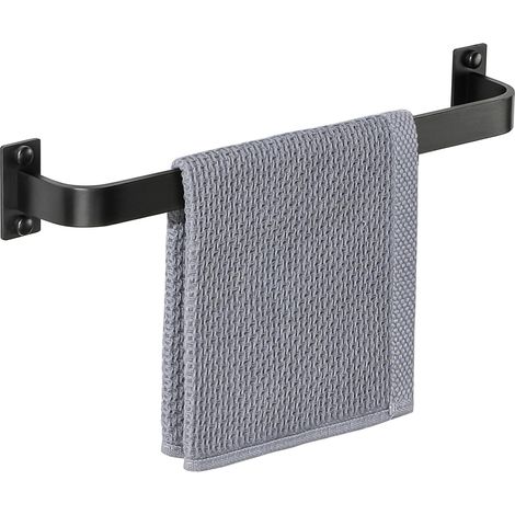 Porte Serviette Mural Salle de Bain Longueur 40CM, Robuste Barres Porte-Serviettes Support en Aluminium, Noir Mat, EGYS2501-400-B (1/5)