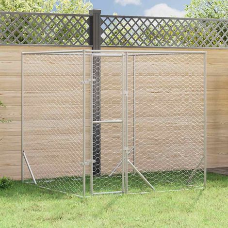 Perrera de exterior acero galvanizado plateado 2x2x2 m