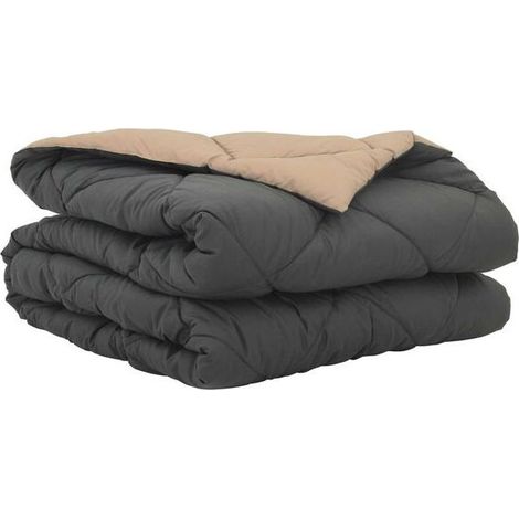 Couette d'été une place en duvet, gris anthracite et taupe, 200 x 135 cm, microfibre. (1/5)