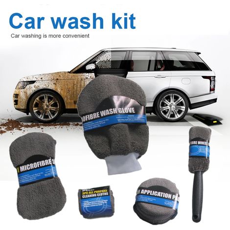[JAMAIS UTILISÉ]Kit de nettoyage de voiture, 9 pièces, soins automobiles, comprenant  serviettes en microfibre  tampons applicateurs (1/5)