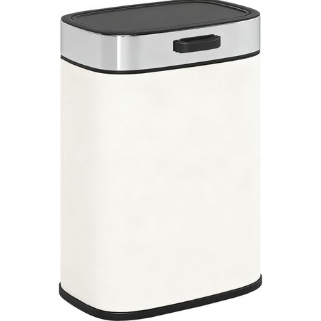 Cestino per rifiuti 5 L in acciaio inox bianco crema, sospeso o da terra, HOMVRA (1/5)