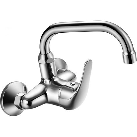 Grifo Monomando Fregadero Pared Caño Corto Sonia-11 cromo. 16cm(alto) 21,5cm(largo). (1/2)
