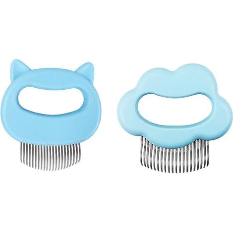 Lot de deux peignes de massage pour le toilettage des animaux et l'élimination des poils de chien (bleu) (1/5)