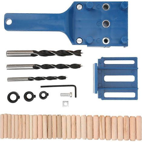 38-teiliges Set Holzbearbeitungs-Bohrloch-Einstellhilfe, Tischler-Bohrführung, Handwerkzeuge, Blau