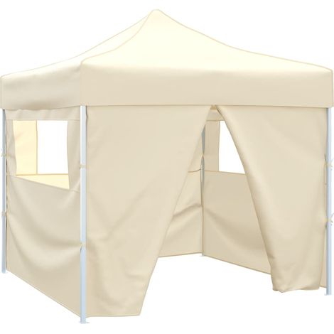 vidaXL Cenador plegable con 4 paredes colore crema 3x3 m (1/5)
