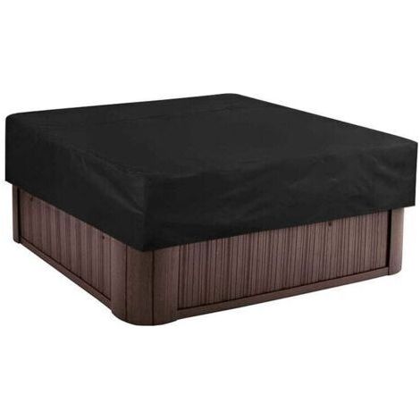 Couverture De Piscine Carré Bâche Solaire pour Piscine, Cordon D'ourlet Élastique Protection UV Durable de couvertures de Spa, Couverture de Protection extérieure pour Piscine 215×215×30cm, Noir (1/4)