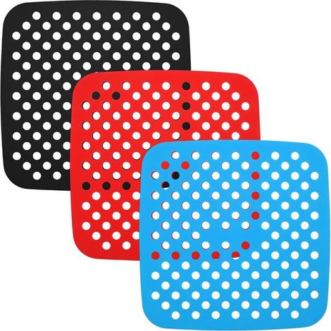 Airfryer Matten, Silikon Airfryer Einlagen, 19 cm, wiederverwendbare Silikonmatte, quadratische Antihaftbeschichtung, Innenauskleidung, Matte (sc (1/5)