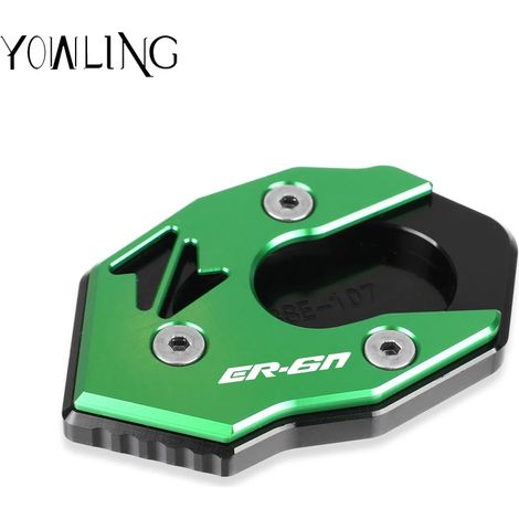 (Logo ER6N vert) Extension de béquille latérale pour moto, compatible avec KAWASAKI ER6N 2011, 2012 et 2014. (1/3)