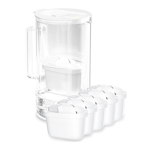 carafe filtrante en verre 2L avec compteur LED, 5 cartouche - Blanc (1/5)