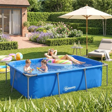 Piscine Rectangulaire à Armature Métallique avec Pompe à Filtre, 260 x 181 x 67 cm, Bleu