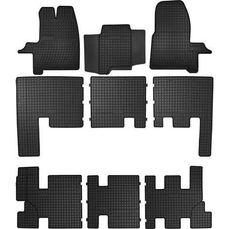 Alfombrillas de goma para: furgoneta Ford Transit Custom FL, automática de 3 filas (2017-2021) - negras, a medida