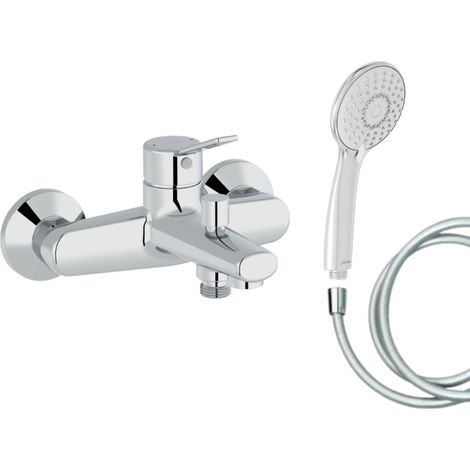 Mitigeur baignoire JACOB DELAFON Eo + pommeau de douche Juliette + flexible de douche lisse (1/5)