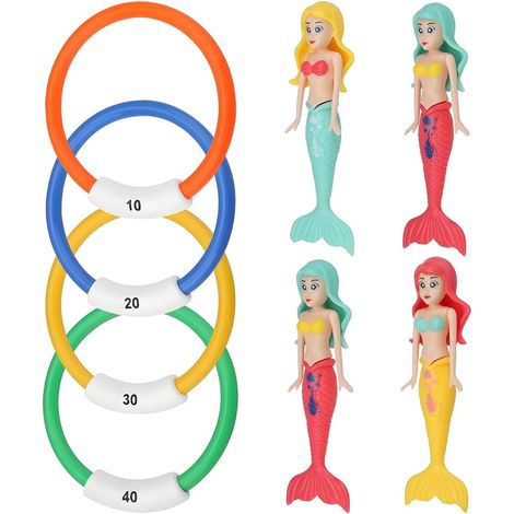 Children's Swimming Pool Toy, 4 Rings for Diving PVC 4 PVC Diving Rings and Toys Suitable for Water Games, Swimming Pool and Diving Activities for Children (1/5)