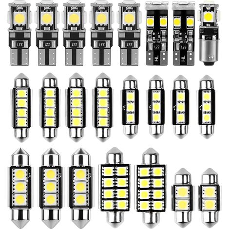 23-teiliges, CAN-Bus-kompatibles SMD-LED-Lampenset (fehlerfrei) 6000K Xenonweiß-Ersatzset, C5W T10-Sofittenlampen, Innenraum- und Kennzeichenbeleuchtung (1/5)