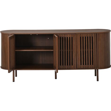 Buffet 160 x 40 x 70 cm meuble de rangement 4 portes coulissantes perforées en mdf étagères réglables pieds en métal stables (1/5)