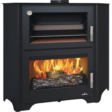 Bronpi – Poêle à bois avec four 14 kW – Puissance 14 kW – Rendement 85% – Pour bûches jusqu'à 62 cm – Système triple combustion