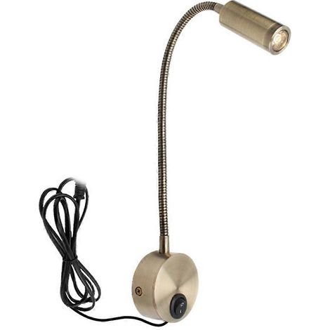 Lampe de lecture murale, applique murale avec tuyau, lampe de chevet avec interrupteur, style minimaliste (prise UE dorée) (1/5)