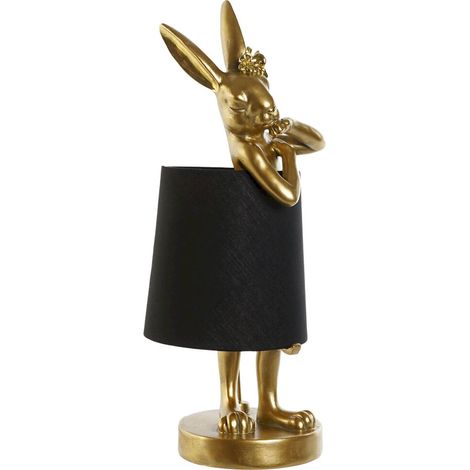 Lampe de table lapin doré abat jour noir style moderne - Doré avec abat jour noir (1/5)