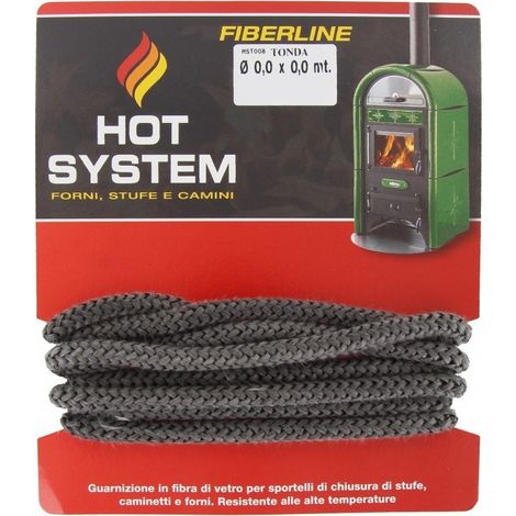 Guarnizione ricambio d 6mm per sportelli stufe forni fibra di vetro 2,5mt tonda (1/5)