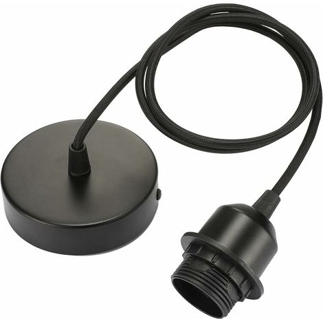 YMYNY 2 Stück E27 Lampenfassung Vintage Lampenfassung mit 100 cm Kabel und Befestigungsring Lampenfassung Retro Deckenleuchtenfassung für Wohnzimmer Flur Schlafzimmer Küche Kronleuchter - Schwarz (2 S (1/4)