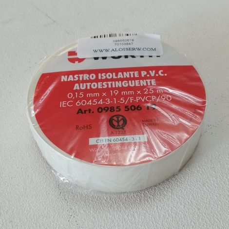 Nastro isolante bianco 0,15 x 19mm x 25mt in pvc autoestinguente (1/2)