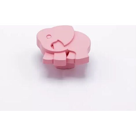 Pomolo rosa a forma di elefantino in goffrato fine 53x56x25mm - 427E Animalier (1/2)