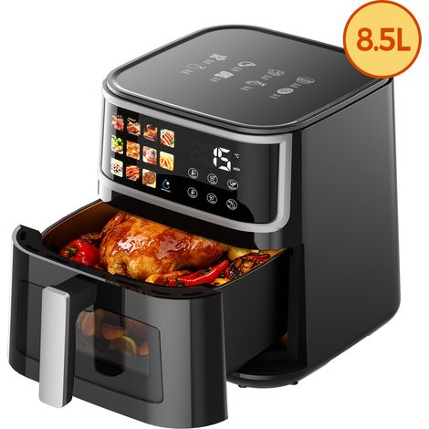 Friteuse à air sans huile 8.5 L, Air Fryer 1700 W avec Fenêtre Transparente , Écran Tactile LED,12 Prprogrammes , 80 - 200°C