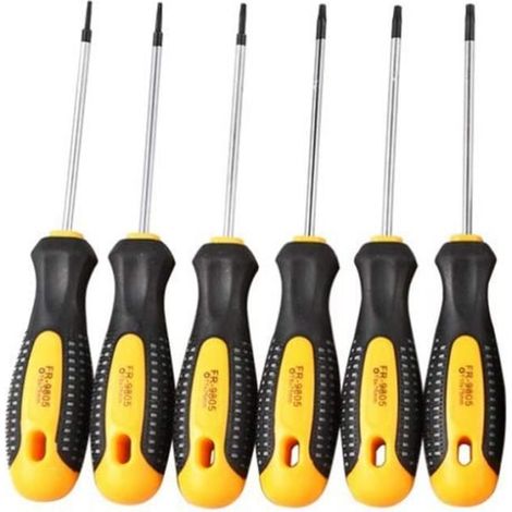 Jeu de tournevis Torx CR-V magnétiques T5-T10 avec trou pour réparation de téléphone (1/4)