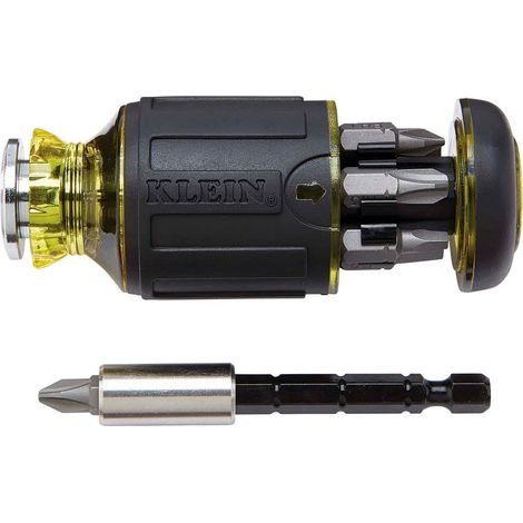 Klein Tools 32308 Cacciavite tozzo multi-bit, strumento magnetico regolabile 8 in 1 con cacciavite a croce, a taglio, quadrato e cacciavite (1/4)