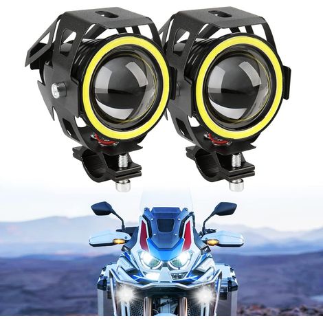 Phare avant de moto, DRL avec feu Angel Eyes, 12 V 24 V, antibrouillard, compatible avec R1200GS 1200XRT Touring ATV UTV Off Road Buggy Sandbahn (1/5)