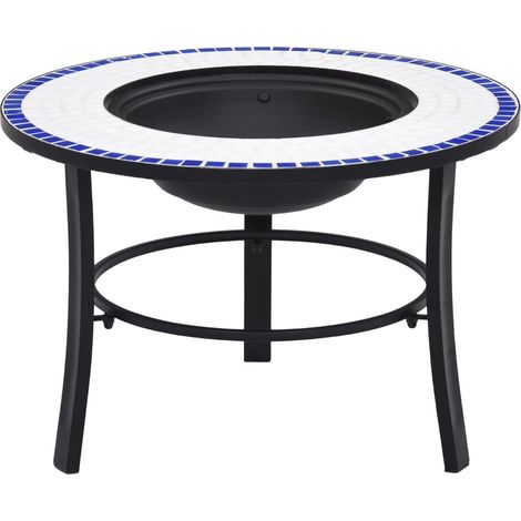 vidaXL Braciere a Mosaico Blu e Bianco 68 cm in Ceramica