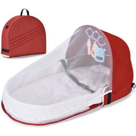 Berceaux pour bébé, lit bionique, moustiquaire, berceau pliable, tour de lit, nid de voyage extérieur, panier de couchage - Rouge - (1/4)