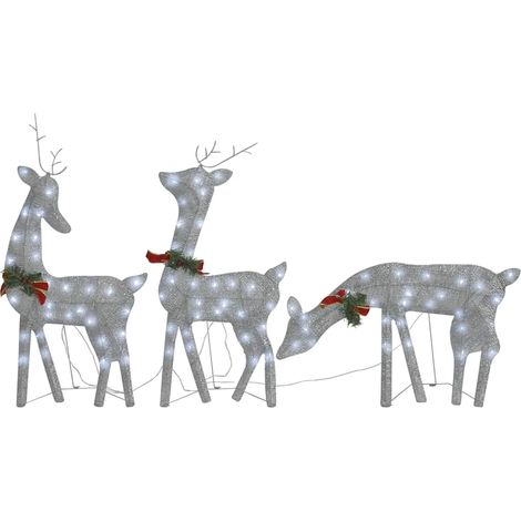 Christmas Reindeer Family 270x7x90 cm Silver Cold White Mesh vidaXL
